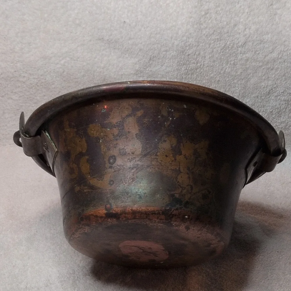 Antique French Copper Cauldron Pot 10.5